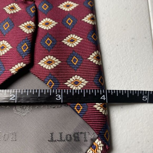 ROBERT TALBOTT  Men's Silk Necktie USA Designer Geometric Red EUC - Picture 7 of 8